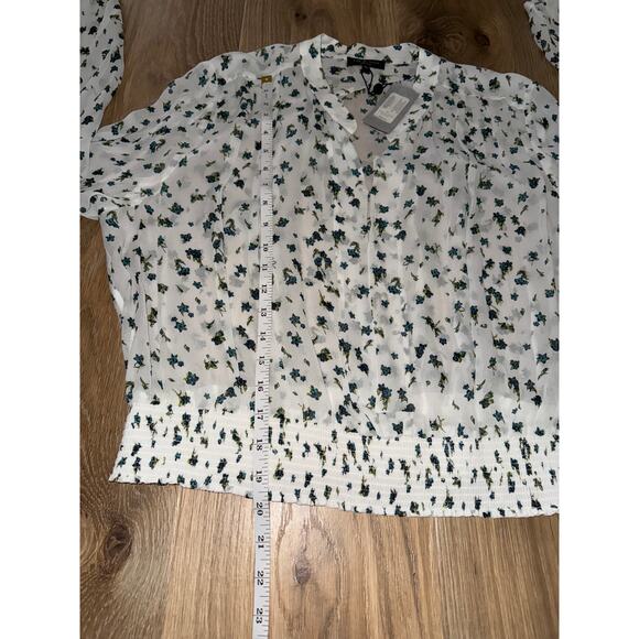 Rag & Bone Calista Stretchy smocking white floral blouse - size XL - Picture 4 of 11